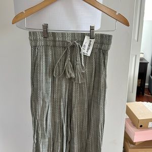 Sage/white flowy pants, small, new with tags
